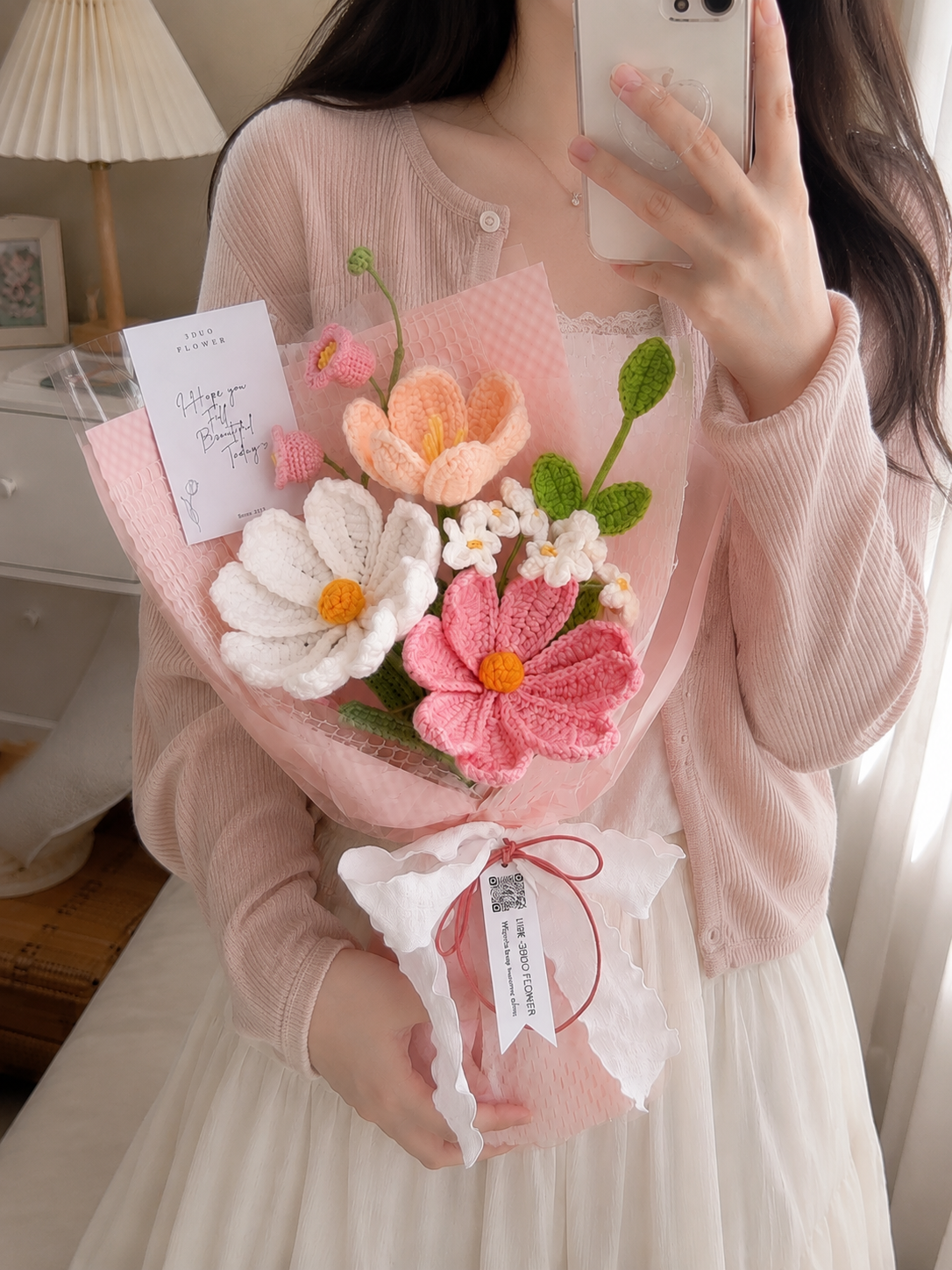 草莓冰淇淋 格桑編織花束